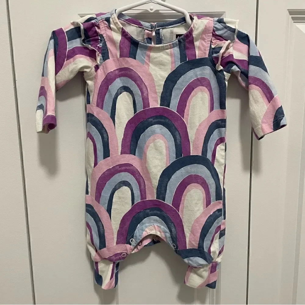 TEA Collection distressed rainbow one piece romper